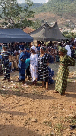 Five women dance for crowd in Lokoja outdoor gathering