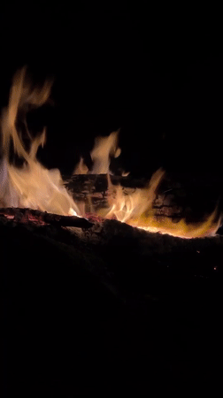 Campfire burning at night on Ko Phangan