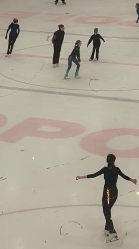 Figure skating practice session at a Riga indoor rink