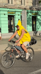 Banana-costumed cyclist spotted on city street