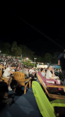 Soccer fans gather for outdoor screening in Sofia