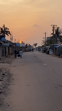 Evening street life documented in Narayi, Nigeria at sunset