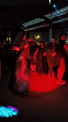 Costumed performer dressed as nun entertains at Arica venue