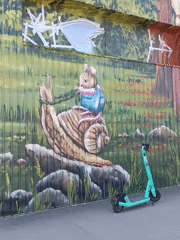 Tallinn street murals: quirky animal characters across corrugated walls