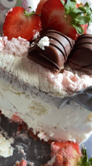 Strawberry ice cream cake eaten in Bílina