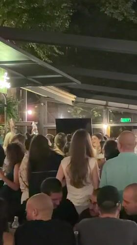 Lively outdoor bar night in Tbilisi