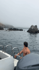 Man swims from boat in Russian waters early morning