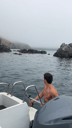 Man swims from boat in Russian waters early morning