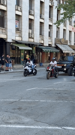 Wedding celebration with decorated Porsche and motorcycles in Pleven