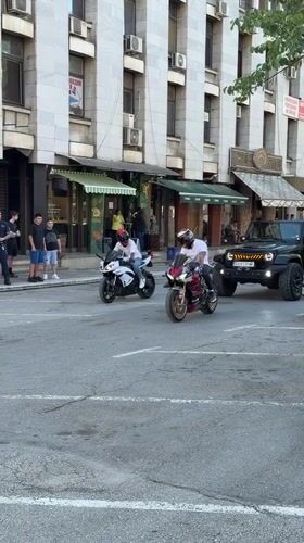 Wedding celebration with decorated Porsche and motorcycles in Pleven