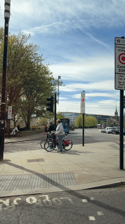 Car journey documented through central London near Tower