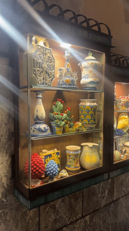 Traditional Italian ceramics displayed in Taormina showcase