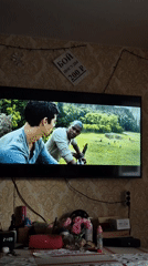 Television showing movie scene observed in Chaikovsky, Russia