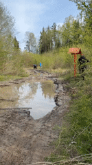 Dirt bikers and war memorial spotted in Kirovsk, Russia