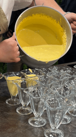 Chef prepares dessert service in Izhevsk kitchen