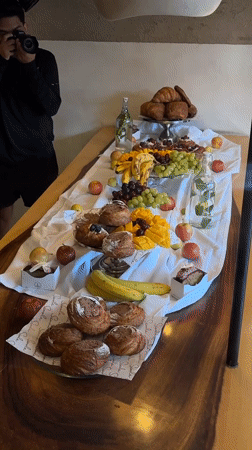 Athletic group gathers in Mexican town amid food photography session