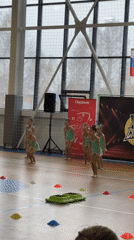 Young gymnasts practice synchronized routines in Votkinsk gymnasium