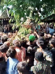 Traditional festival with martial arts and gamelan in Gebang