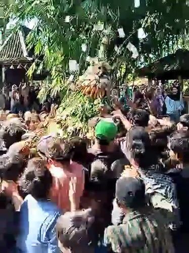 Traditional festival with martial arts and gamelan in Gebang