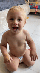 Toddler's morning at home, mixed with random social media prompts