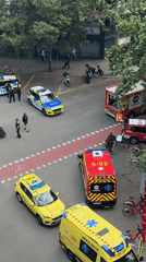 Emergency responders gather on Barcelona street