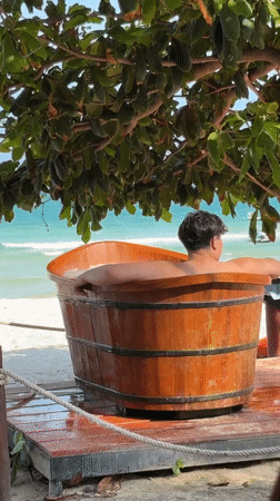 Morning beach fitness and relaxation activities in Baan Chaweng