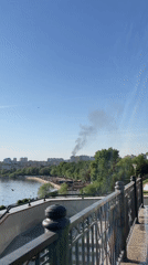 Black smoke plume observed over Izhevsk cityscape