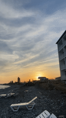 Sunset observed over pebble beach in Giachrypsh, Abkhazia
