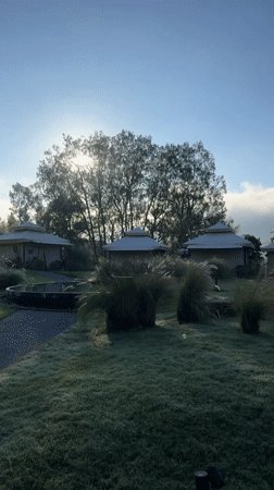 Frost-covered grounds and pathways documented in Kintamani, Indonesia