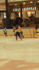 Youth hockey game draws crowds at Riga shopping center