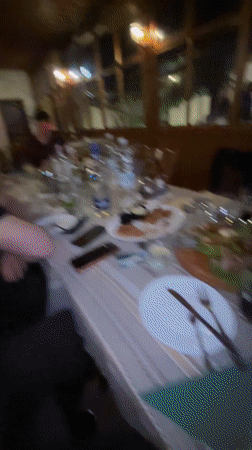 Couple documents dinner date with selfies in Karlovo restaurant