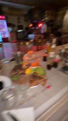 Couple documents dinner date with selfies in Karlovo restaurant