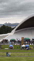 Outdoor festival with food stalls and amphitheater in Tallinn