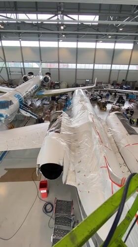 Private jets undergo maintenance at Skulte aircraft facility