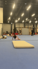 Gymnast practices routine at Moscow training center