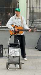 Street musician performs acoustic set in Moscow