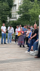 Traditional Russian folk dance performance in Moscow public square