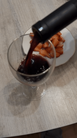 Woman enjoys red wine at indoor gathering in Klin