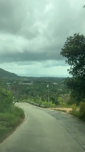 Scenic tropical road descent filmed on Ko Samui island