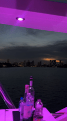 Evening boat party with dancing near Miami Beach skyline