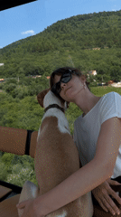 Dog rides a cable car up a Montenegro mountainside