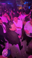 Wedding celebration with colored lighting held in San Andrés Cholula