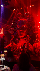 Live cabaret performance with dancers, singer in Yerevan nightclub