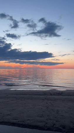 Dusk beach scene captured in Garupe, Latvia