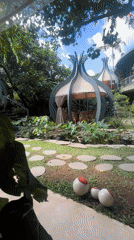 Morning dining scene at modern pod restaurant in North Kuta