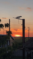 Vibrant sunset documented over rural Pchelnik, Bulgaria