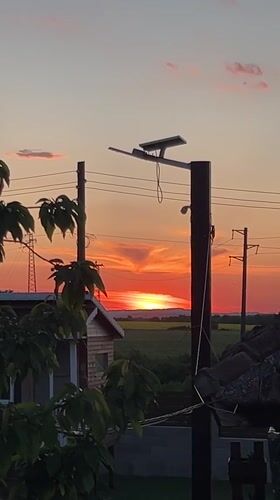 Vibrant sunset documented over rural Pchelnik, Bulgaria