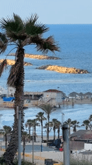 Early morning beach scenes recorded in Netanya, Israel