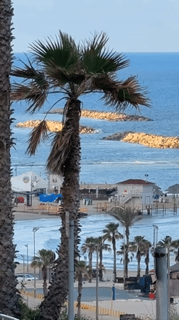 Early morning beach scenes recorded in Netanya, Israel