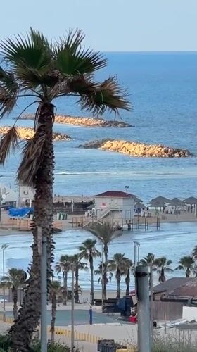 Early morning beach scenes recorded in Netanya, Israel